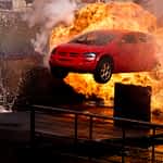 Car Driving Through Explosion